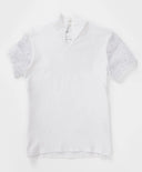 Bluză cu mânecă scurtă și jabou din dantelă, albă, Button Blue