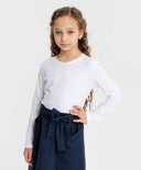 Блуза с дълъг ръкав бяла за МОМИЧЕ основен изглед