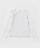 Bluză cu mânecă lungă și dantelă, albă, Button Blue