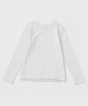 Bluză cu mânecă lungă și dantelă, albă, Button Blue