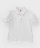 Bluză cu mâneci scurte bufante, albă, Button Blue