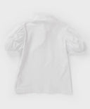 Bluză cu mâneci scurte bufante, albă, Button Blue