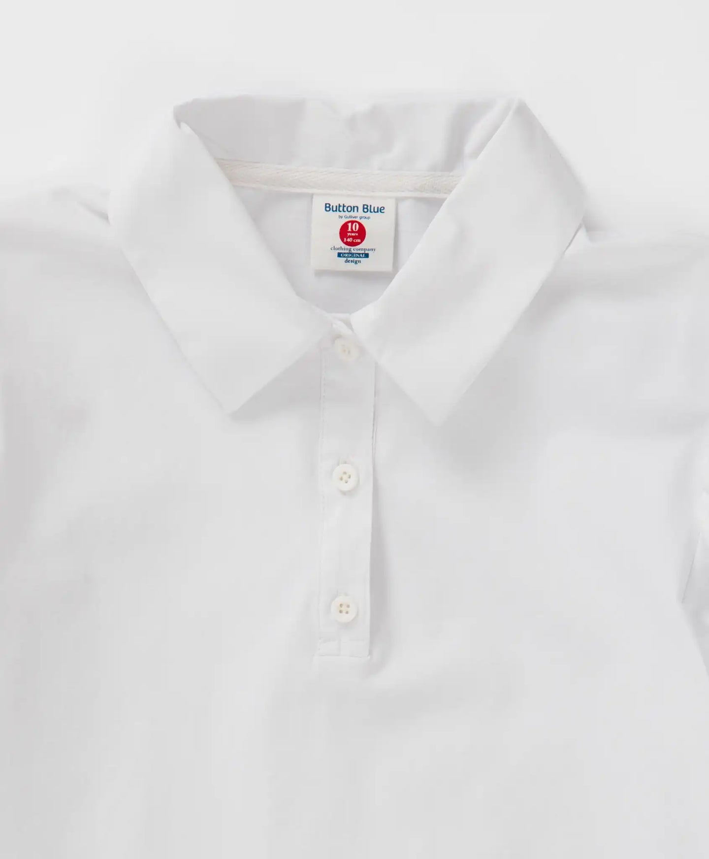 Bluză cu mâneci scurte bufante, albă, Button Blue