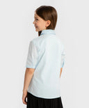 Cămașă cu mărgele perlate pe guler, albastră, Button Blue