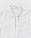 Bluză cu dantelă și guler, albă, Button Blue