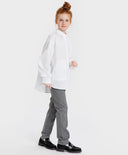 Pantaloni clasici, drepți, cu dungi presate, gri, Button Blue