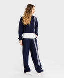 Pantaloni largi, cu dungi laterale, albaștri, Button Blue