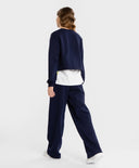 Pantaloni largi, cu dungi laterale, albaștri, Button Blue