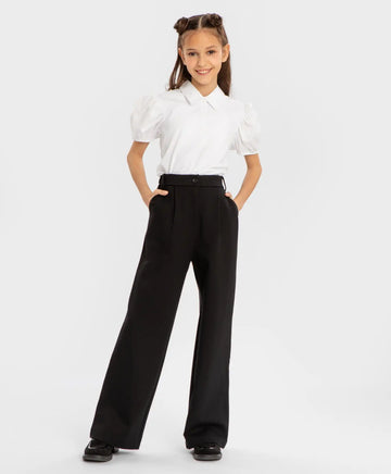 Pantaloni palazzo cu pliuri, negri, Button Blue