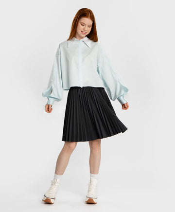 Fustă plisată cu efect gofrat, gri, Button Blue