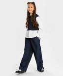 Pantaloni palazzo cu pliuri, albaștri, Button Blue