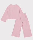 Pijamale cu pantaloni reiat și tricou cu mânecă lungă, lavandă, pentru fată, Button Blue