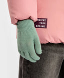 Mănuși tricotate verzi pentru copii, Button Blue