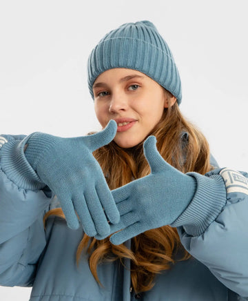 Mănuși tricotate albastre pentru copii Button Blue