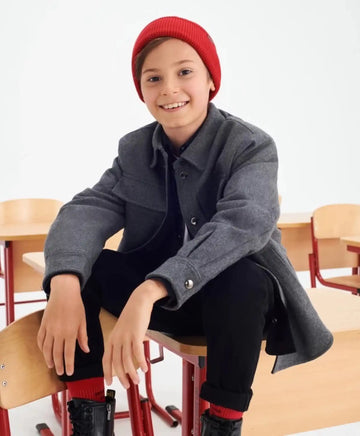 Căciulă tricotată cu tiv larg, roșie pentru băieți de la Gulliver