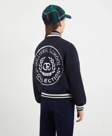 Hanorac bomber din interlock cu imprimeu albastru pentru fete Gulliver