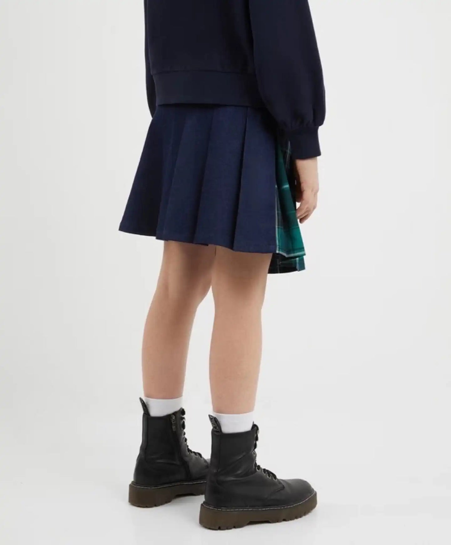 Fustă din denim, cu detaliu aplicat în carouri, pentru fată, Gulliver