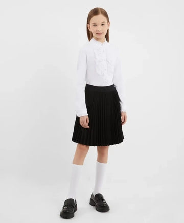 Fustă plisată, cu talie elastică, neagră, pentru fată, Gulliver