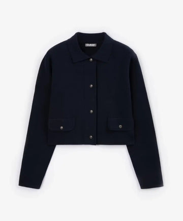 Jachetă tricotată cu închidere cu nasturi metalici, albastră, pentru fată, Gulliver