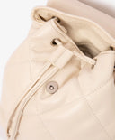 Rucsac pentru fată, matlasat, formă moale, din piele ecologică mată, alb-lăptos Gulliver