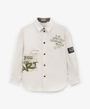 Cămașă pentru băiat cu mânecă lungă, siluetă dreaptă, gri cu print Gulliver