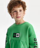 Bluză sport pentru băiat din neopren, cu buzunar tip cangur, verde Gulliver