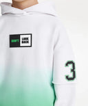 Hanorac pentru băiat cu tranziție gradient și imitație de stratificare, alb Gulliver