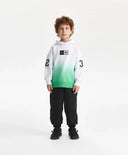 Hanorac pentru băiat cu tranziție gradient și imitație de stratificare, alb Gulliver