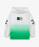 Hanorac pentru băiat cu tranziție gradient și imitație de stratificare, alb Gulliver