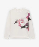 Bluză cu mânecă lungă pentru fată, model lejer, cu print asimetric, alb-lăptos Gulliver