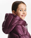 Palton de iarnă pentru fată, matlasat, cu puf natural, bordo Gulliver