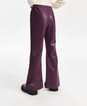 Pantaloni pentru fată din piele ecologică, evazați, bordo Gulliver