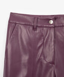 Pantaloni pentru fată din piele ecologică, evazați, bordo Gulliver