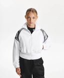 Hanorac cu fermoar pentru fată, din polar, cu borduri argintii, alb Gulliver