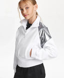 Hanorac cu fermoar pentru fată, din polar, cu borduri argintii, alb Gulliver