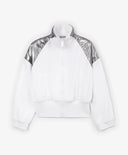 Hanorac cu fermoar pentru fată, din polar, cu borduri argintii, alb Gulliver