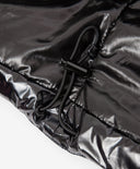 Geacă de iarnă pentru fată, matlasată, cu puf artificial, din material impermeabil lucios, neagră Gulliver