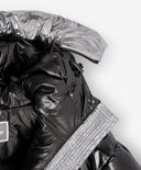 Geacă de iarnă pentru fată, matlasată, cu puf artificial, din material impermeabil lucios, neagră Gulliver