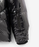 Geacă de iarnă pentru fată, matlasată, cu puf artificial, din material impermeabil lucios, neagră Gulliver