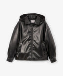 Geacă căptușită pentru băiat, din piele ecologică, neagră Gulliver