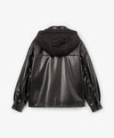 Geacă căptușită pentru băiat, din piele ecologică, neagră Gulliver