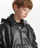 Geacă căptușită pentru băiat, din piele ecologică, neagră Gulliver