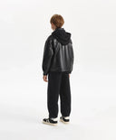 Geacă căptușită pentru băiat, din piele ecologică, neagră Gulliver