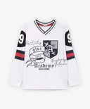 Bluză cu mânecă lungă pentru băiat, cu decolteu în V, albă Gulliver