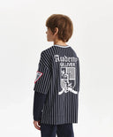 Bluză cu mânecă lungă pentru băiat, siluetă oversize, albastră cu dungi Gulliver