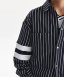 Cămașă tricotată pentru băiat, cu mânecă lungă, în dungi cu print, albastră Gulliver