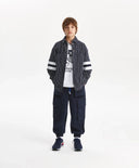 Cămașă tricotată pentru băiat, cu mânecă lungă, în dungi cu print, albastră Gulliver