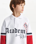 Tricou polo pentru băiat, din futter, cu borduri contrastante, alb Gulliver