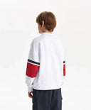 Tricou polo pentru băiat, din futter, cu borduri contrastante, alb Gulliver