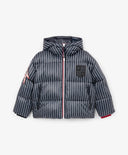 Geacă de tranziție pentru băiat, din material impermeabil, cu dungi verticale, albastră Gulliver